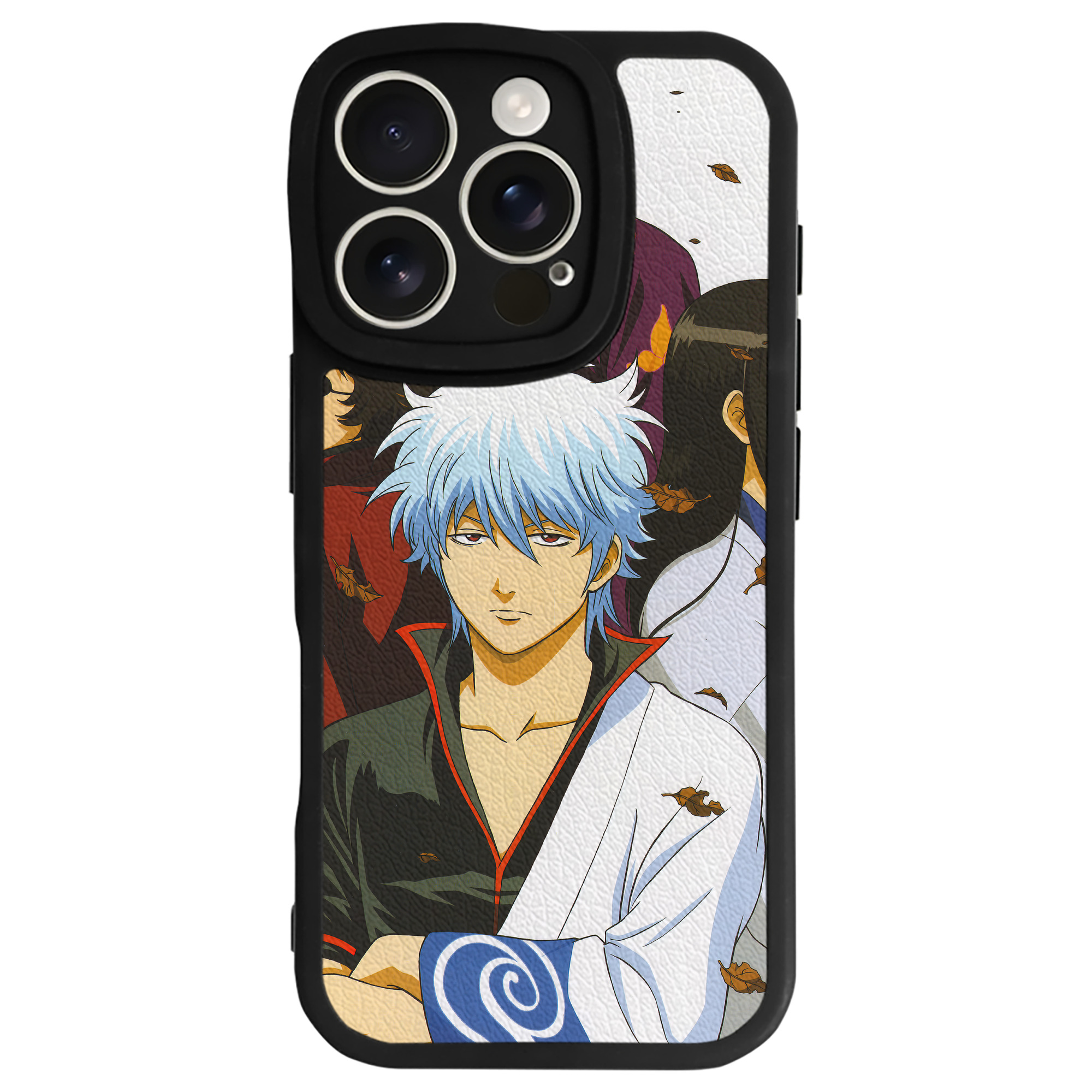 （画像用） ぎんたま 坂田銀時（さかたぎんとき） 神楽 志村新八（しむら しんぱち） GINTAMA Sakata Gintoki Kagura Shimura Shinpachi 【iPhone 16シリーズ対応】シリコンスマホケース（レザー調） 材質：シリコン
